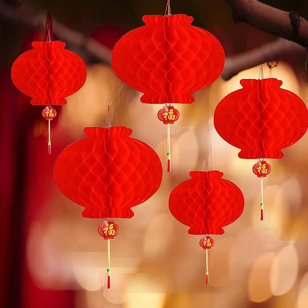 Lot De 10 Lanternes Chinoises Rouges 23 Cm - Papier Huilé Imperméable Pour Fêtes & Mariages