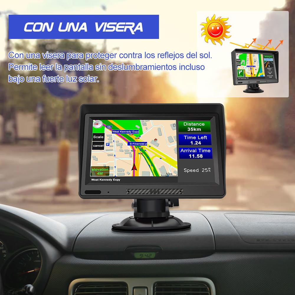 Navegador GPS Bluetooth con 9 Pulgadas para Camiones y Coches, con Visera y Actualizaciones de Mapas de Europa para Toda la Vida — view 4