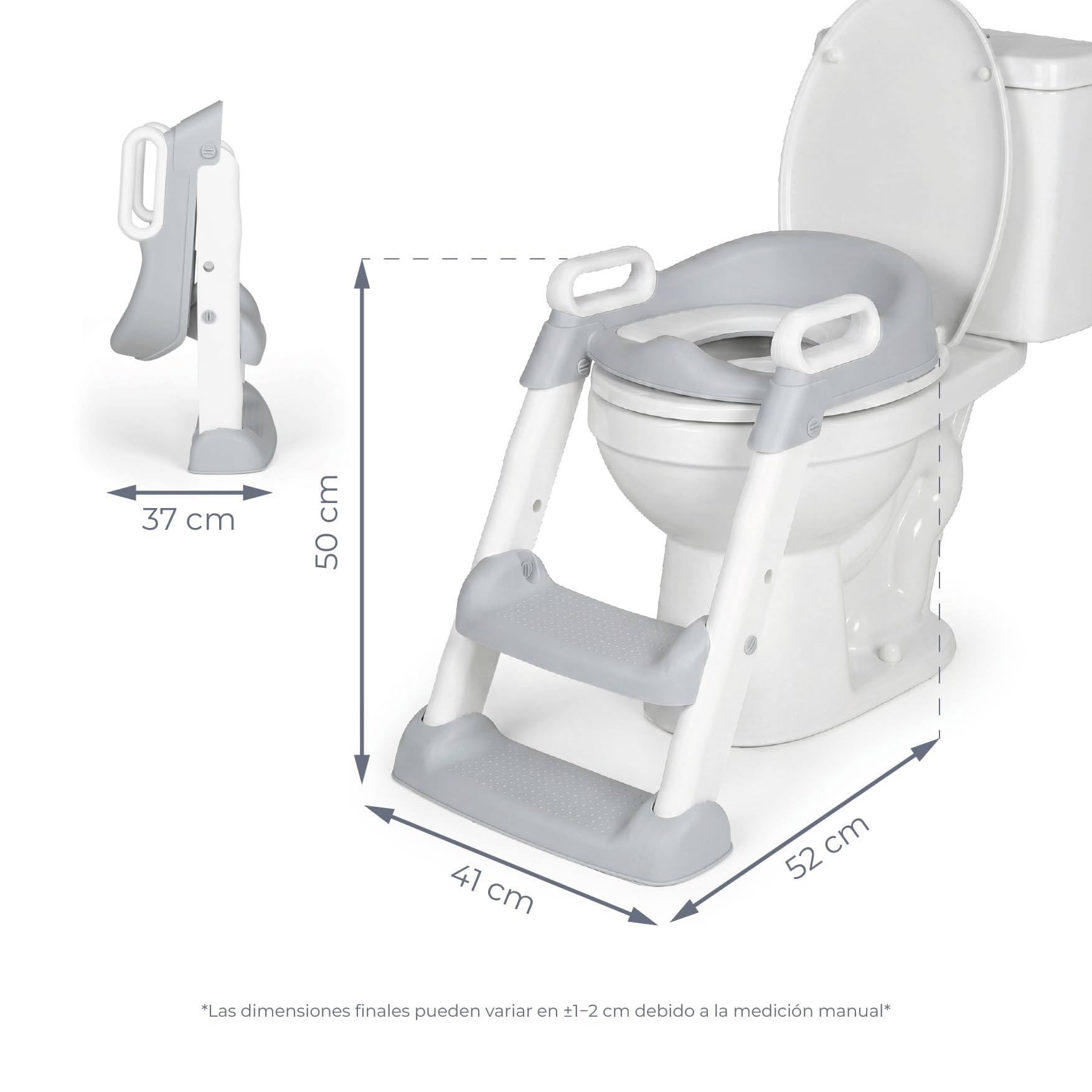 MS BabyWorld – Adaptador WC con Escalera – Asiento Acolchado para Inodoro | Plegable y con Altura Ajustable | Con Asas y Base Antideslizante | De 1 a 7 Años