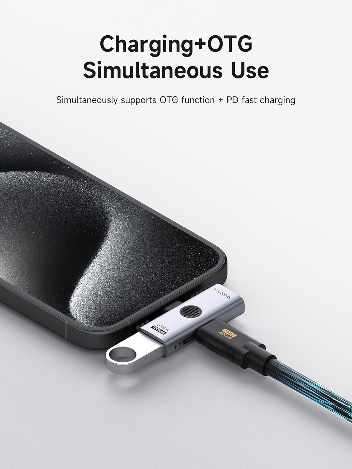 Hagibis USB-C Splitter with 100W Fast Charging and 10Gbps USB 3.2, 2 in 1 OTG Adapter for iPhone 16/15 Pro Max, iPad Pro, MacBook, Rog Ally, Steam Deck, Quest 3 2 (TUA09 USB-C + PD)
