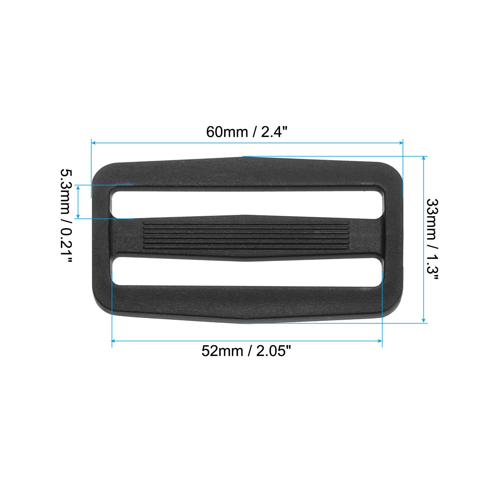 PATIKIL 38mm Tri-Glide Slide Buckles, 10 Pack Plastic Webbing Strap Fastener for Backpack Bag Belt Black - Image 2