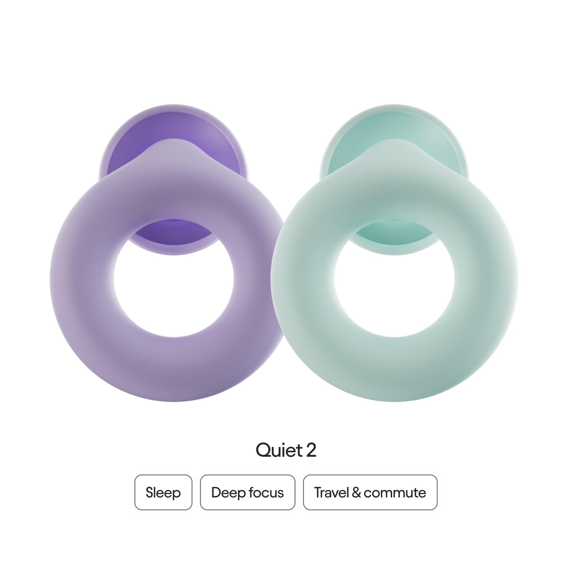 Loop Earplugs, coffret Quiet (lot de deux) – 2x Loop Quiet 2 | Bouchons d’oreille souples et réutilisables pour le sommeil, la concentration, les voyages et la sensibilité au bruit | Taille ajustable,