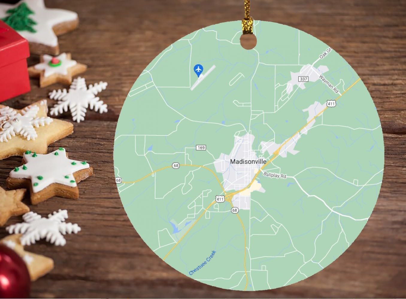 Madisonville TN Ornament Madisonville Tennessee Map Decor