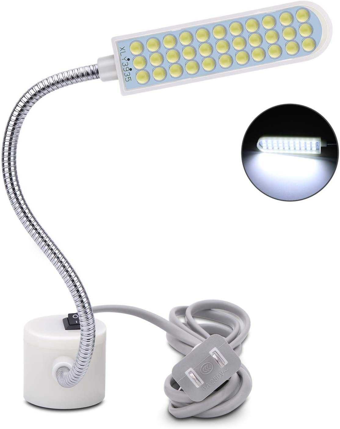 Sewing Machine Light (36LED) Gooseneck Work Light With Magnetic Mounting Base, White Soft Lamp for Lathes, Drill Presses, Workbenches
