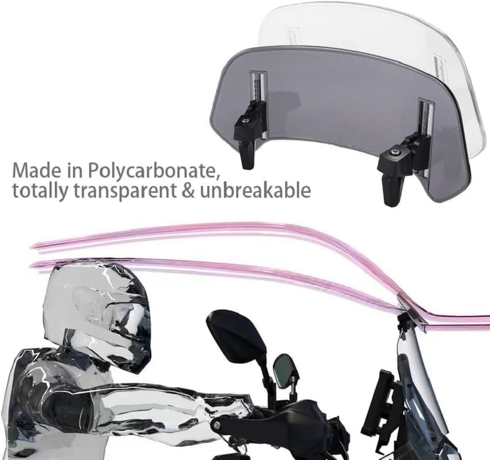 Parabrezza Moto per Moto Guzzi V7, Estensione Parabrezza Deflettore Antivento, Deflettore Moto Regolabile, Spoiler Parabrezza,A-360mm × 140mm