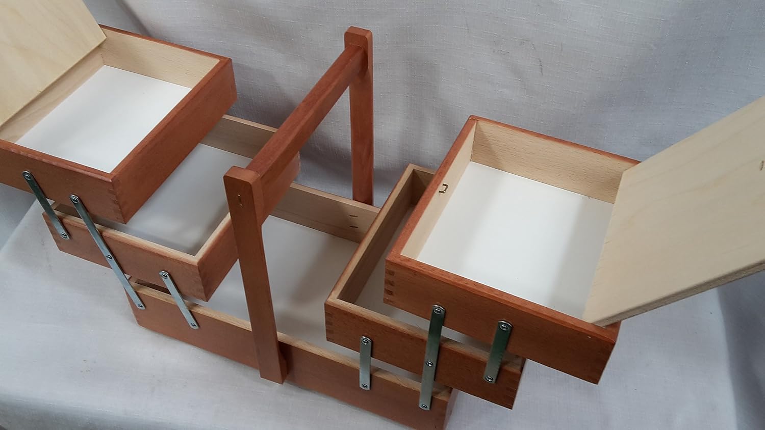 Panetta Casalinghi Cestino Portaoggetti In Legno 3 Livelli – Noce E Naturale, 24x20x29 Cm, Made In Italy