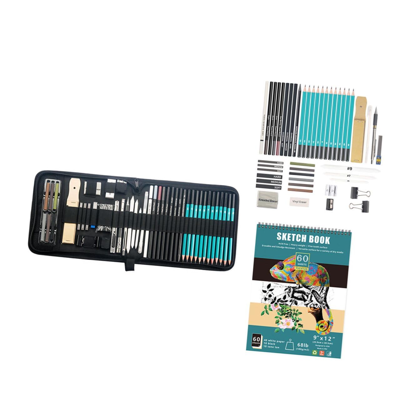 DOITOOL Kit de Crayons à Dessin pour Adolescents, 50 Pièces, pour Esquisse