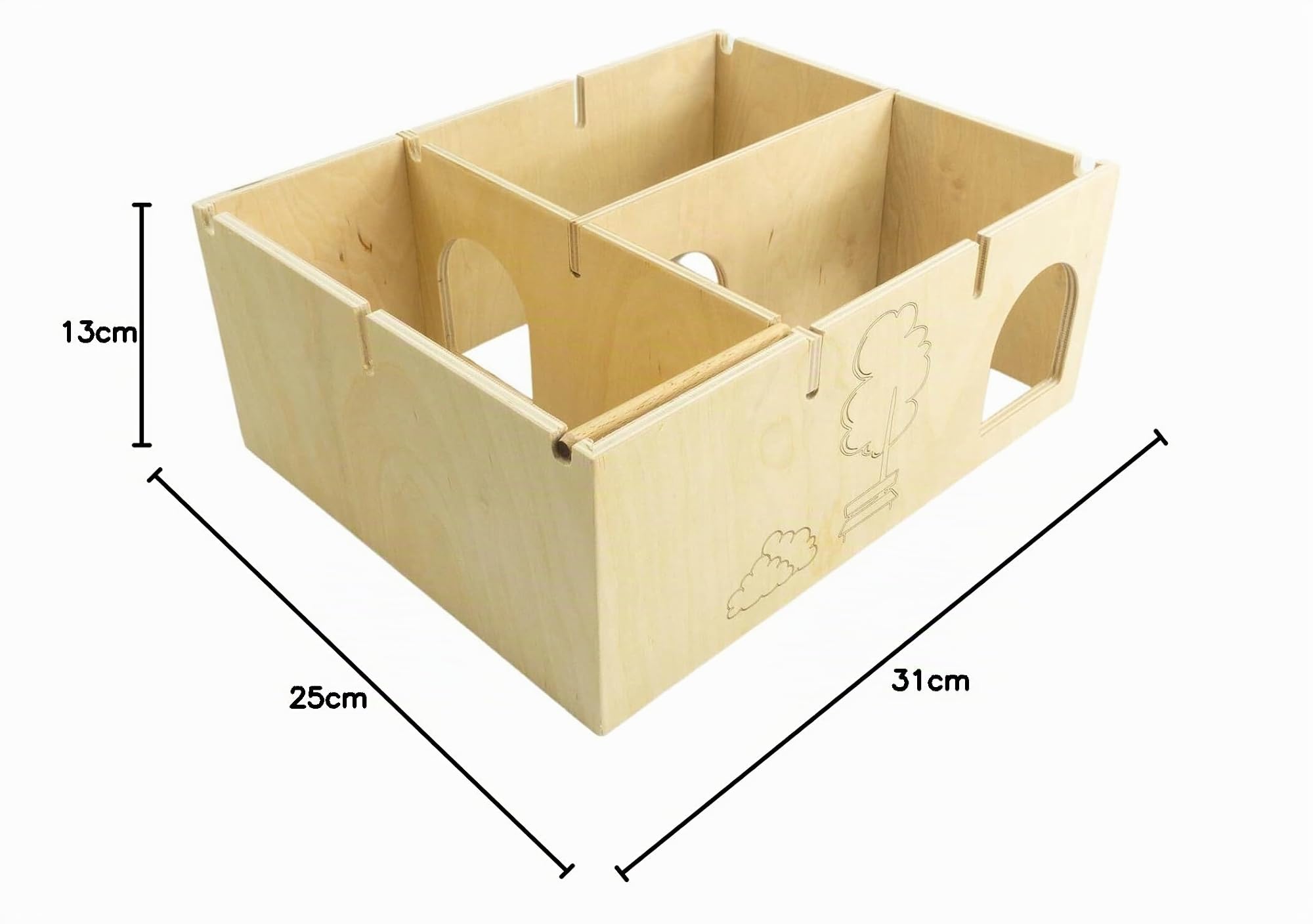 Getzoo Wohnhaus Eduardo - Individuell gestaltbares Kleintierheim aus robustem Multiplex Holz - Flexibles Design mit Leiter - Optimal für Nagetiere und Kleintiere (Eduardo)