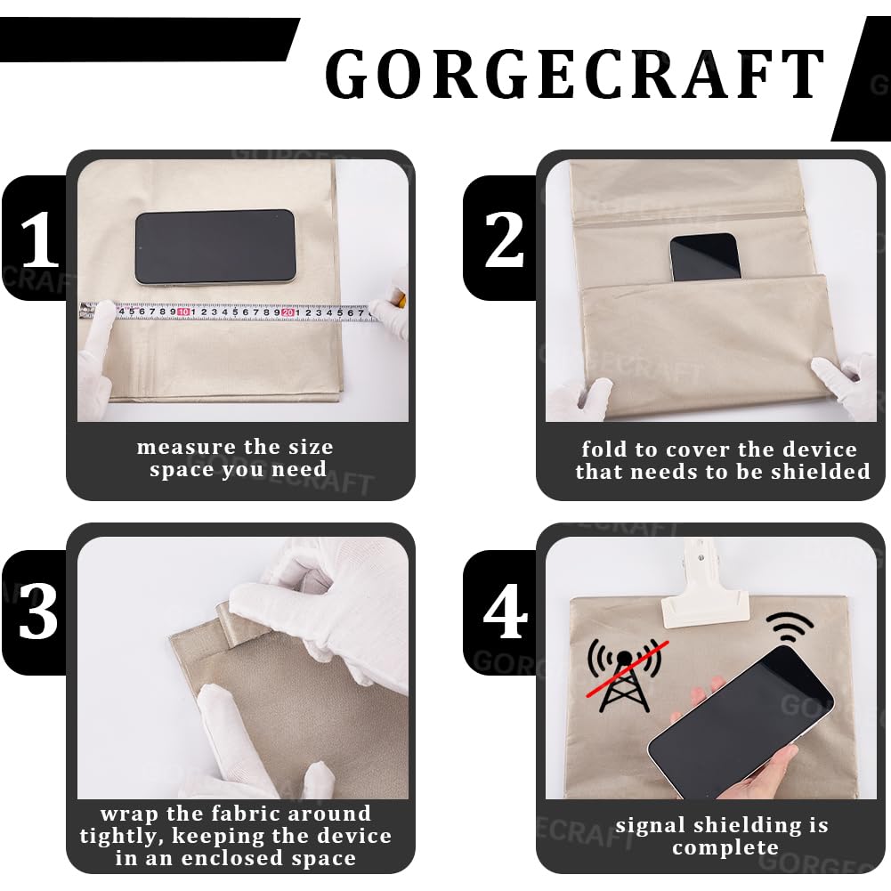 GORGECRAFT Tessuto di Protezione EMF da 110 * 100cm Grigio Chiaro Schermatura EMI Schermatura RF e RFID in Tessuto di Nichel-Rame Gabbia di Faraday Fai da Te Schermatura Wireless per Celle Wi-Fi