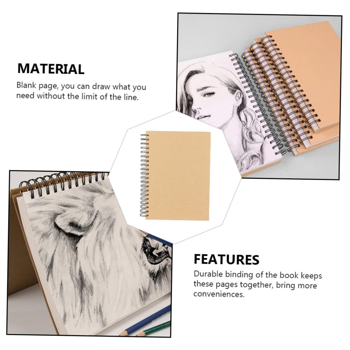 1pezzi Quaderno per Schizzi da Adatto per Studenti Pittura Graffiti Carta Spessa e Pagine per Disegno Artistico e Scrittura Creativa