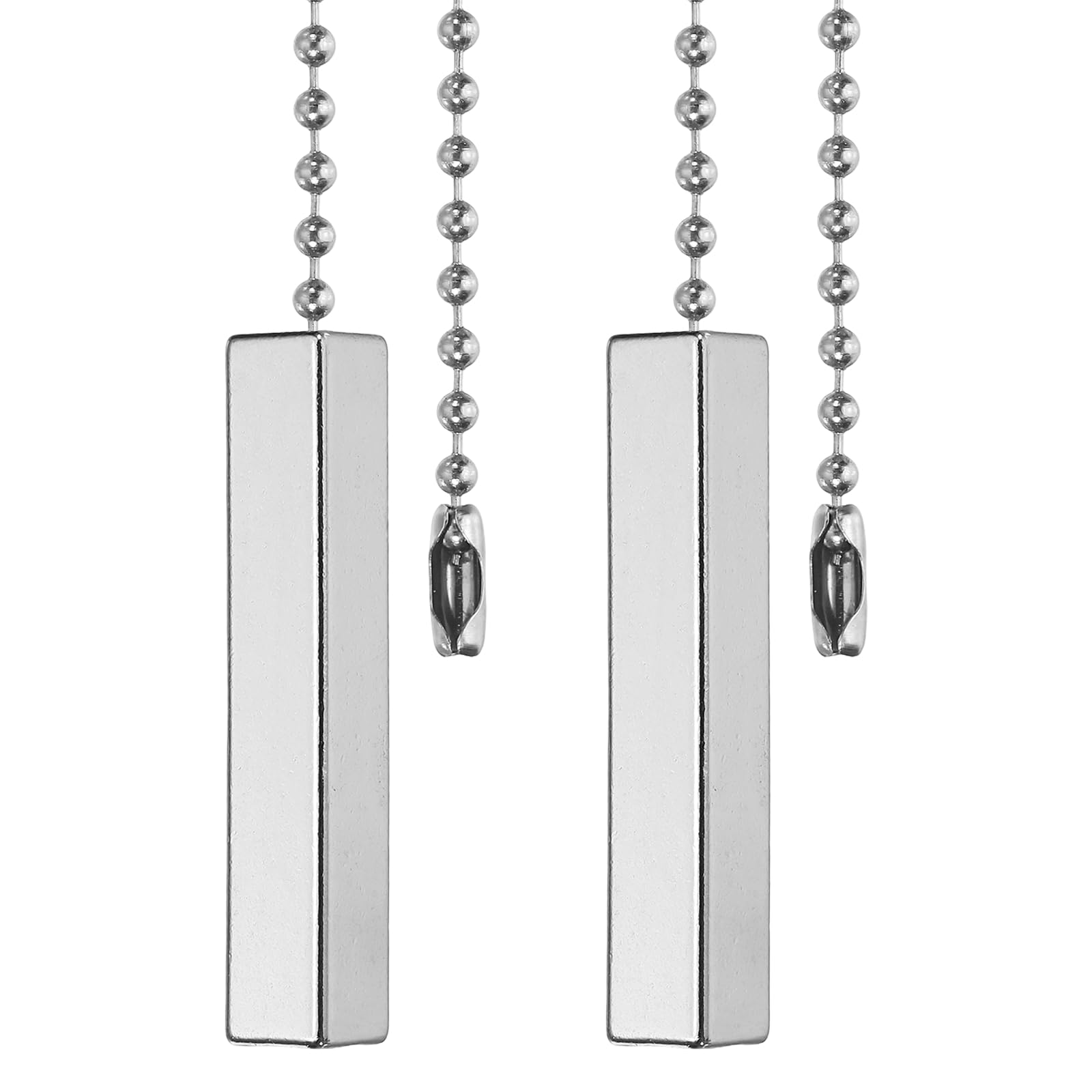 PATIKIL 2Pcs Ceiling Fan Pull Chain, 13.4" Alloy Lamp Chains Extender with Square Pendant, Lighting Decorative Extension Ornament for Fan Light Chandelier Pulling Switch, Silver Tone