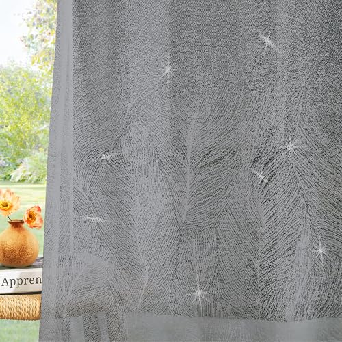 Deconovo Tende per Interni Camera da Letto 2 Pezzi 260 CM di Altezza, Tende Trasparenti Moderne con Anelle per Soggiorno Finestre, 140x270 CM, Grigio