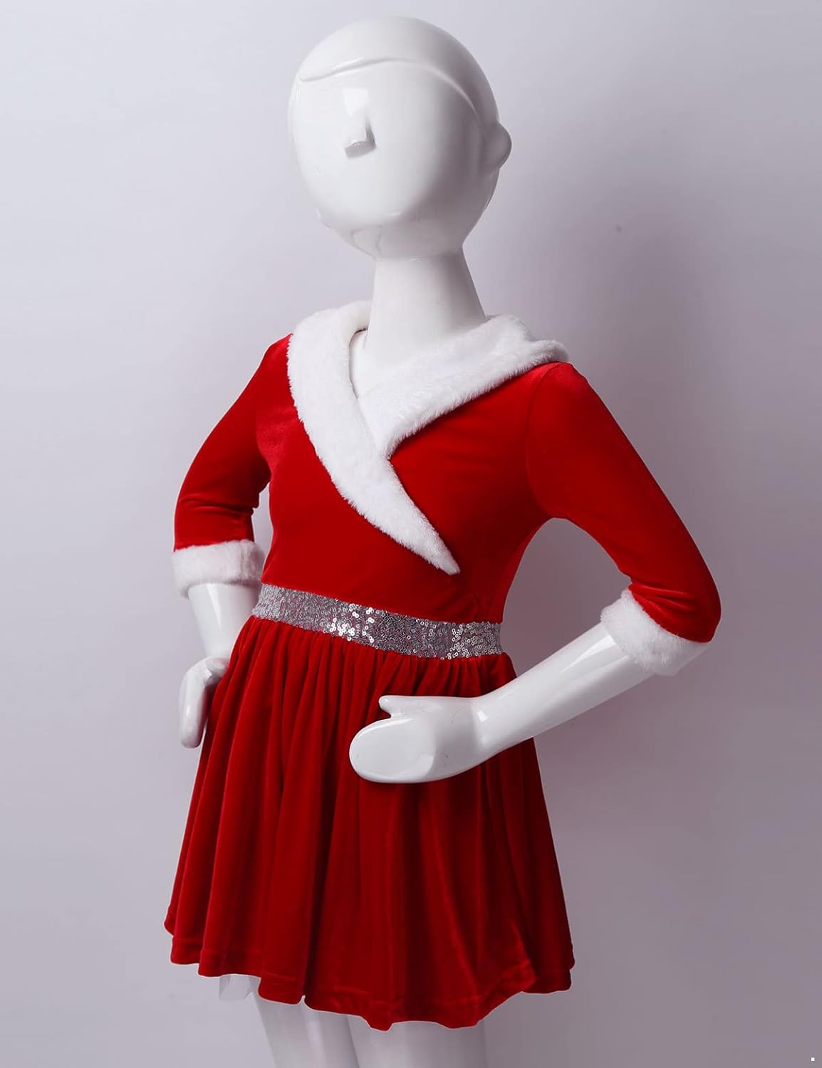 Vista 6 de CHICTRY Disfraz de Miss Santa para niñas, de terciopelo, con volantes, tutú y vestido de baile