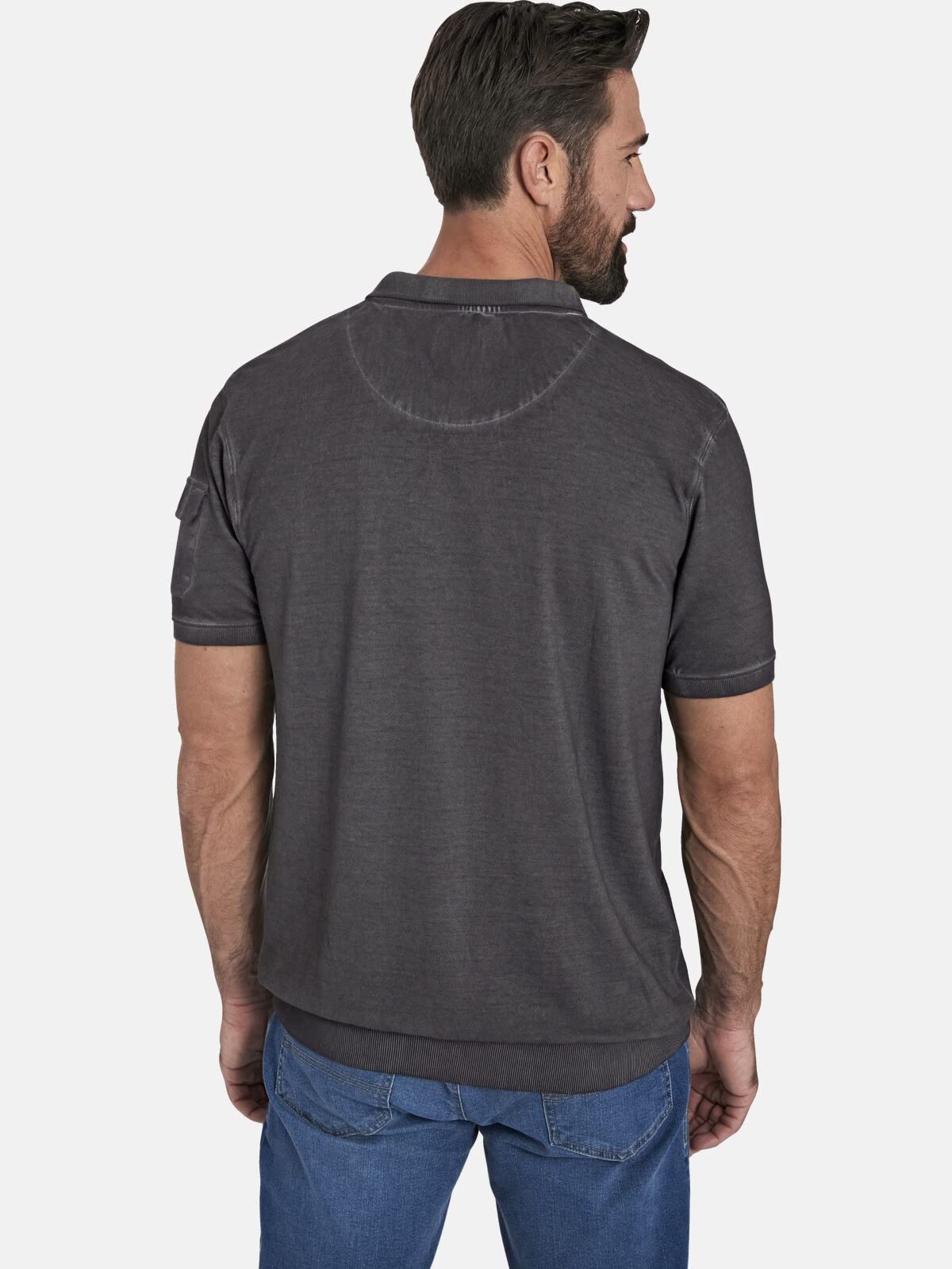 Jan Vanderstorm Herren Poloshirt Alsing | kurzarm, Knopfleiste|Tasche am linken Ärmel | Aufdruck | reine Baumwolle |große Größen L-7XL