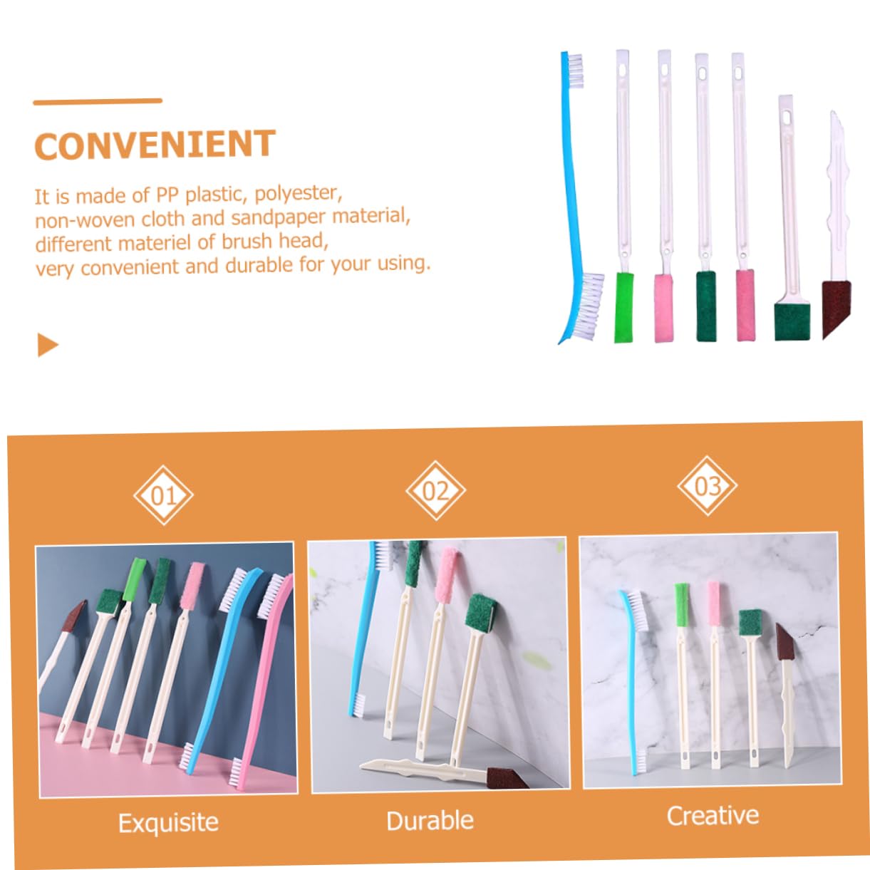 Healeved Disposable Bowl Brush 7pc Crevice Brush Set for Rv Toilet Cleaning Tools