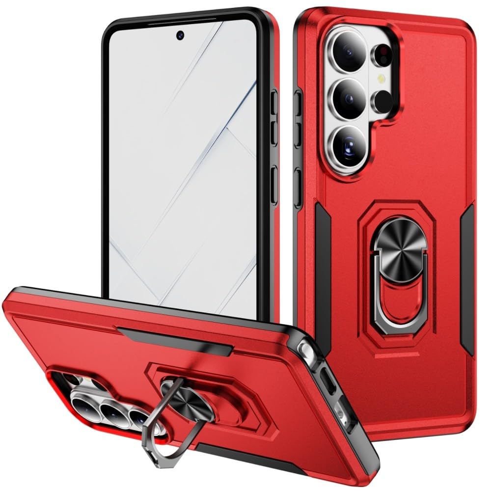 Generic Funda compatible con Samsung Galaxy A32 5G (color: rojo-negro), funda con soporte de anillo a prueba de golpes