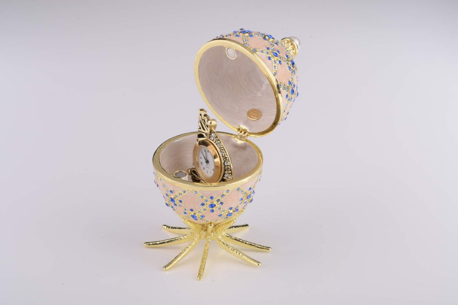 Amazon.com: Keren Kopal Pink Faberge Egg with Clock Inside Trinket