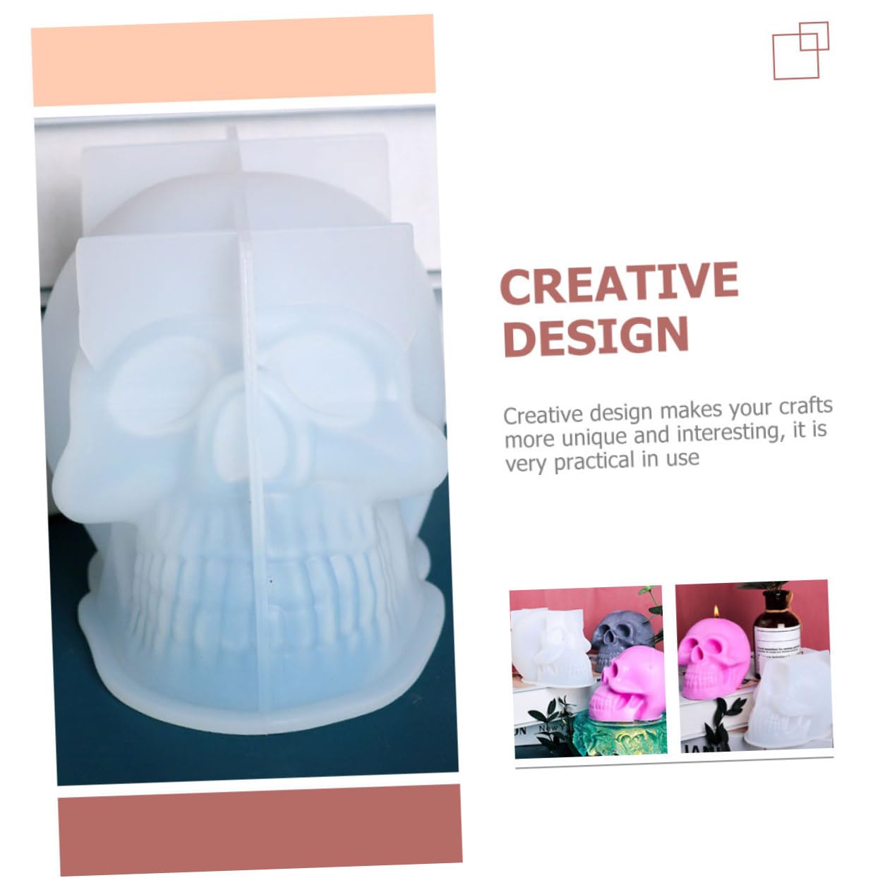 NUOBESTY 5piezas Molde De Silicona Para Velas Aromáticas Forma De Calavera Para Manualidades De Halloween y Jabones Hechos Mano