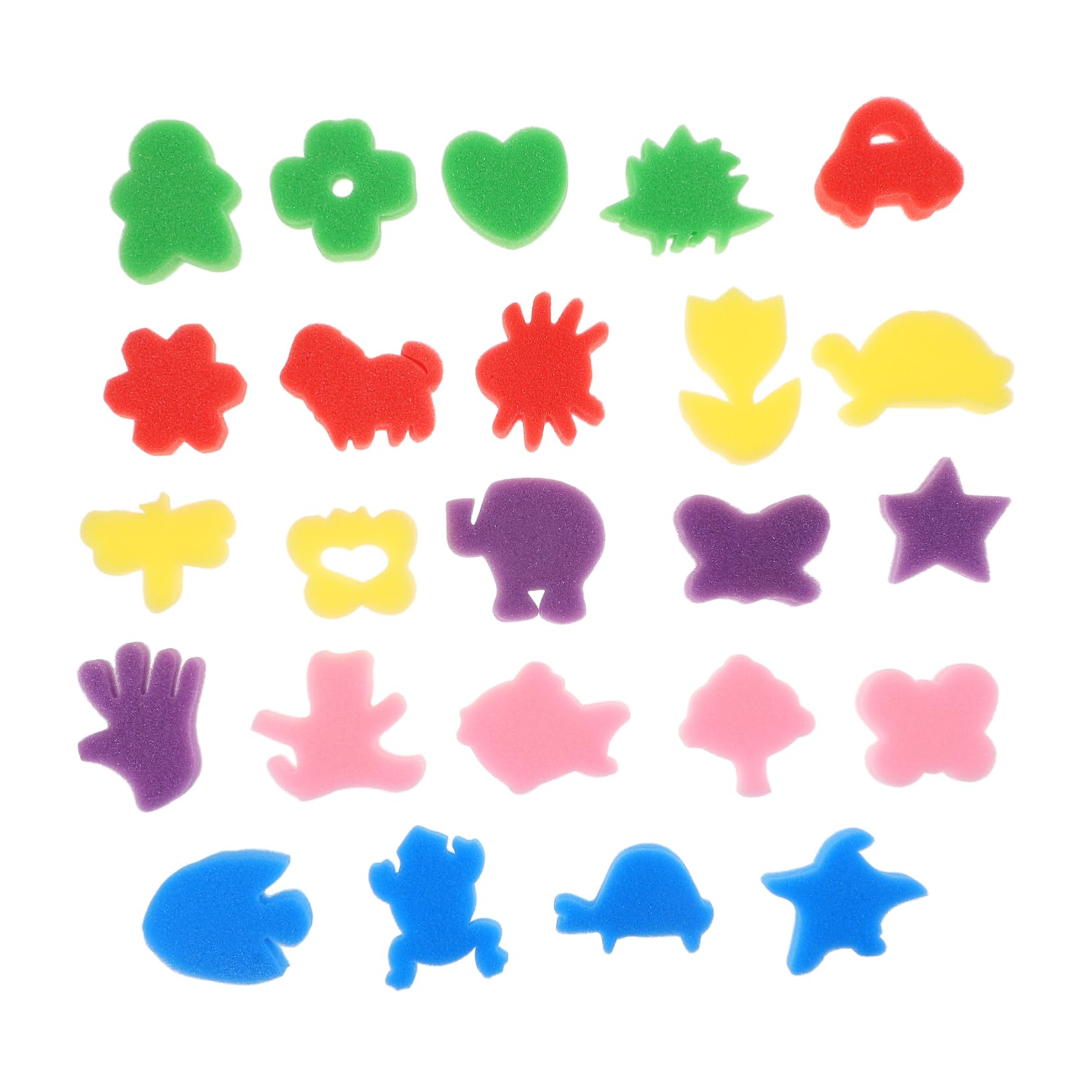 Uonlytech 48Pcs Cartoon Painting Sponges for Easy to Hold Art Sponge Brushes Durable and Washable Crafting Tools for Painting Fun Learning Activities