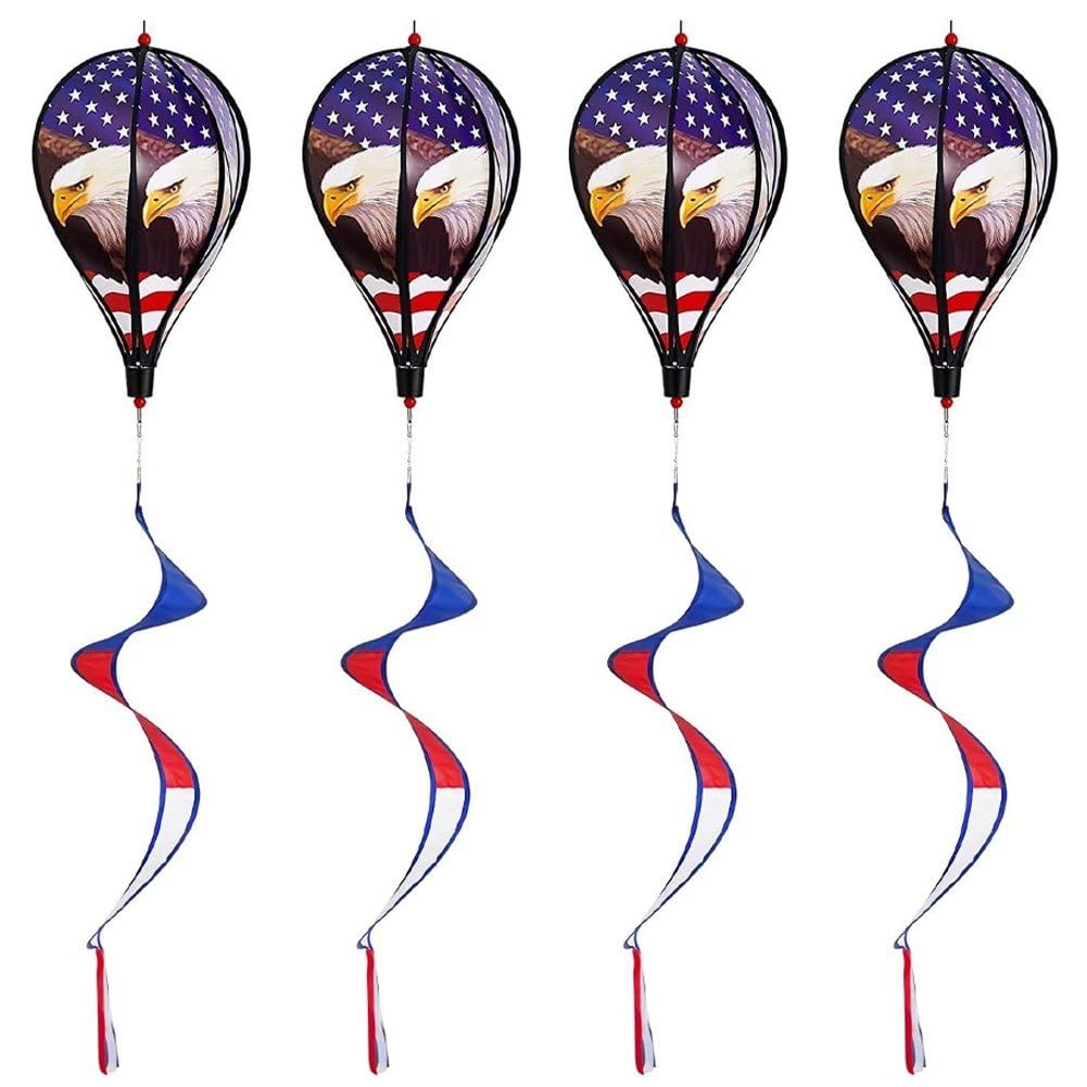 Décoration à suspendre du 4 juillet : 4 montgolfières patriotiques pour jardin
