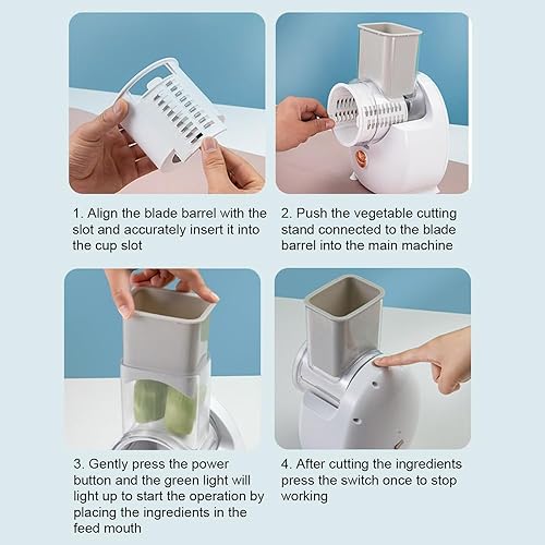 Miniatura 2 de Trituradora eléctrica de quesos con carga tipo C, con un solo toque, rotativa, automática, con 3 accesorios gratuitos para verduras, quesos y