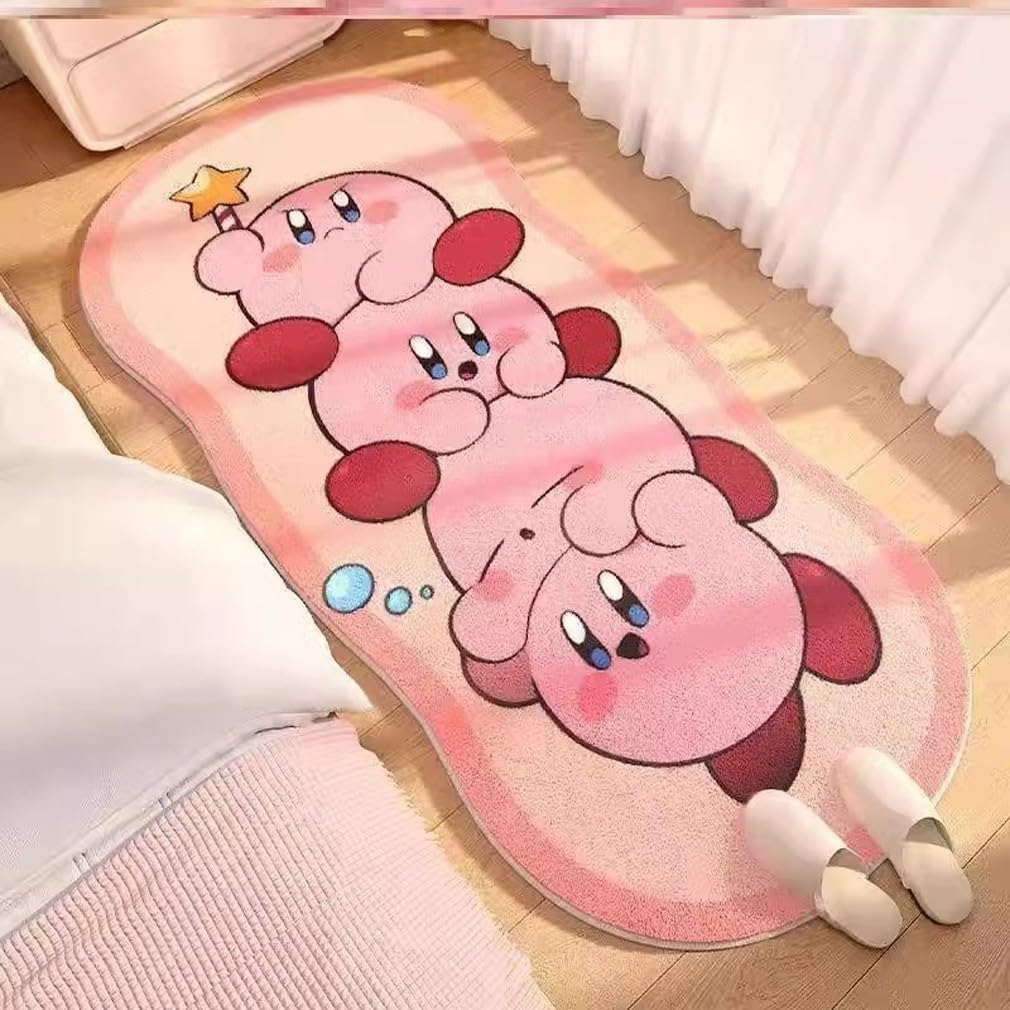 Roffatide Anime Kirby-A Cartoon Cute Area Rug Irregular Fluffy Fuzzy Plush Area Rug Mat Blanket Rug Floor Carpet for Indoor Living Dining Room Home Decor 60x90cm