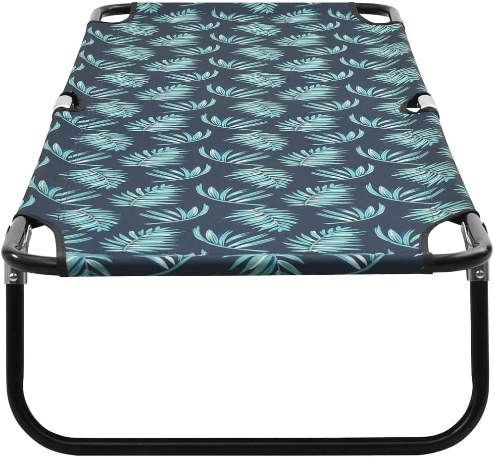 Outdoor Bed for Patio, Backyard, Garden, Outside Tanning Chairs,Beach Chair Lounge Chair with Steel Frame and Breathable Textile Fabric,Folding Sun Lounger Steel Leaf Pattern