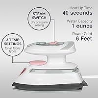 Vista 2 de BEAUTURAL Mini plancha de vapor de viaje para ropa con doble voltaje, control de temperatura, suela antiadherente y almacenamiento de cables, ideal