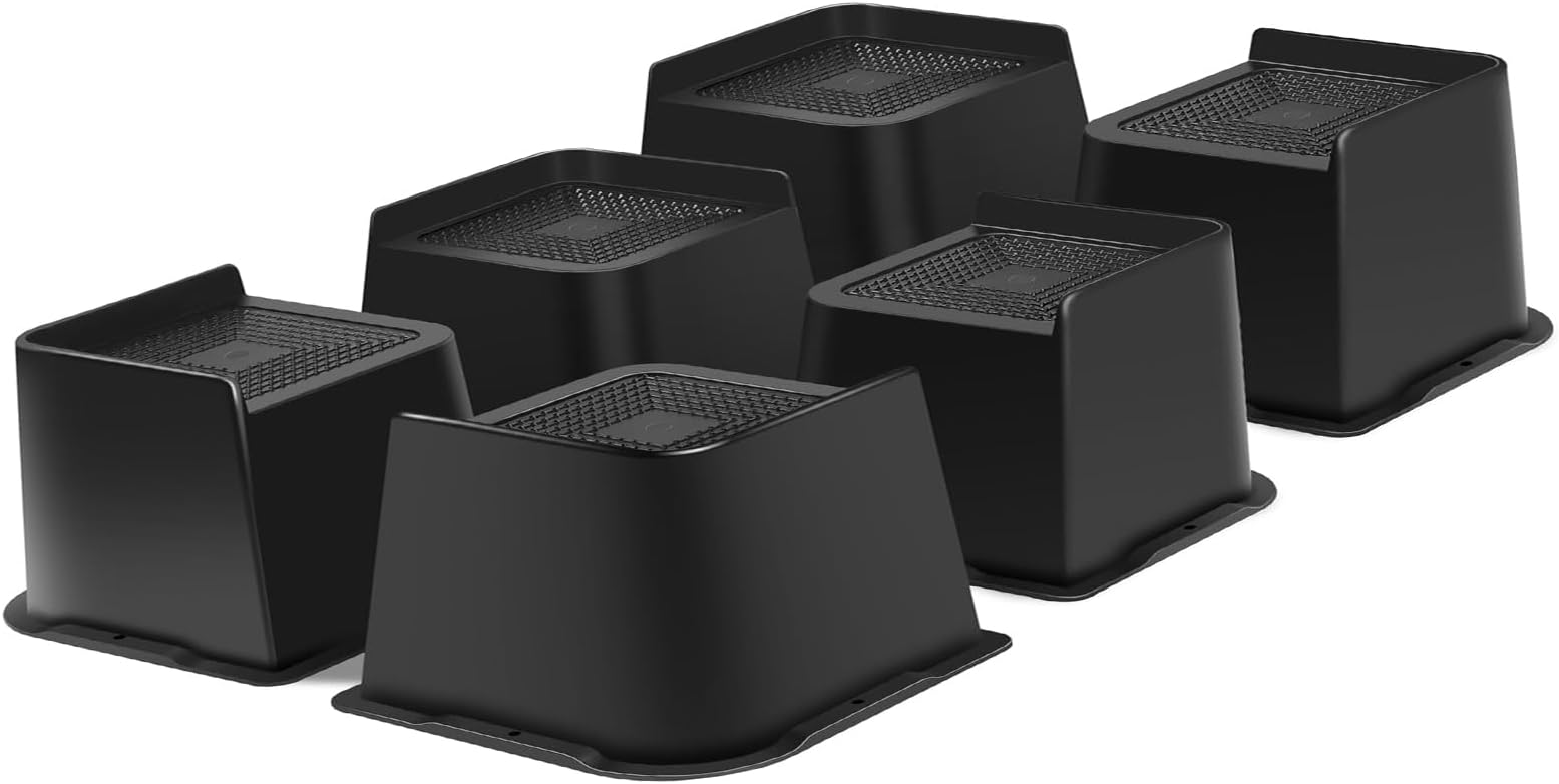 MYMULIKE Bed Risers Heavy Duty, Oversized Furniture Risers, Support Up to 6000 Lbs, Lift 2 inch for Couch, Sofa, Table,Chair (Black 6 Pack, 2 inch)