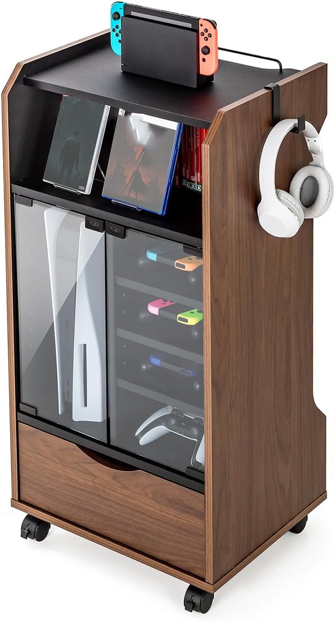 Amazon｜ゲームラック ガラス扉 UVカット 幅46.2×奥行37×高さ90cm