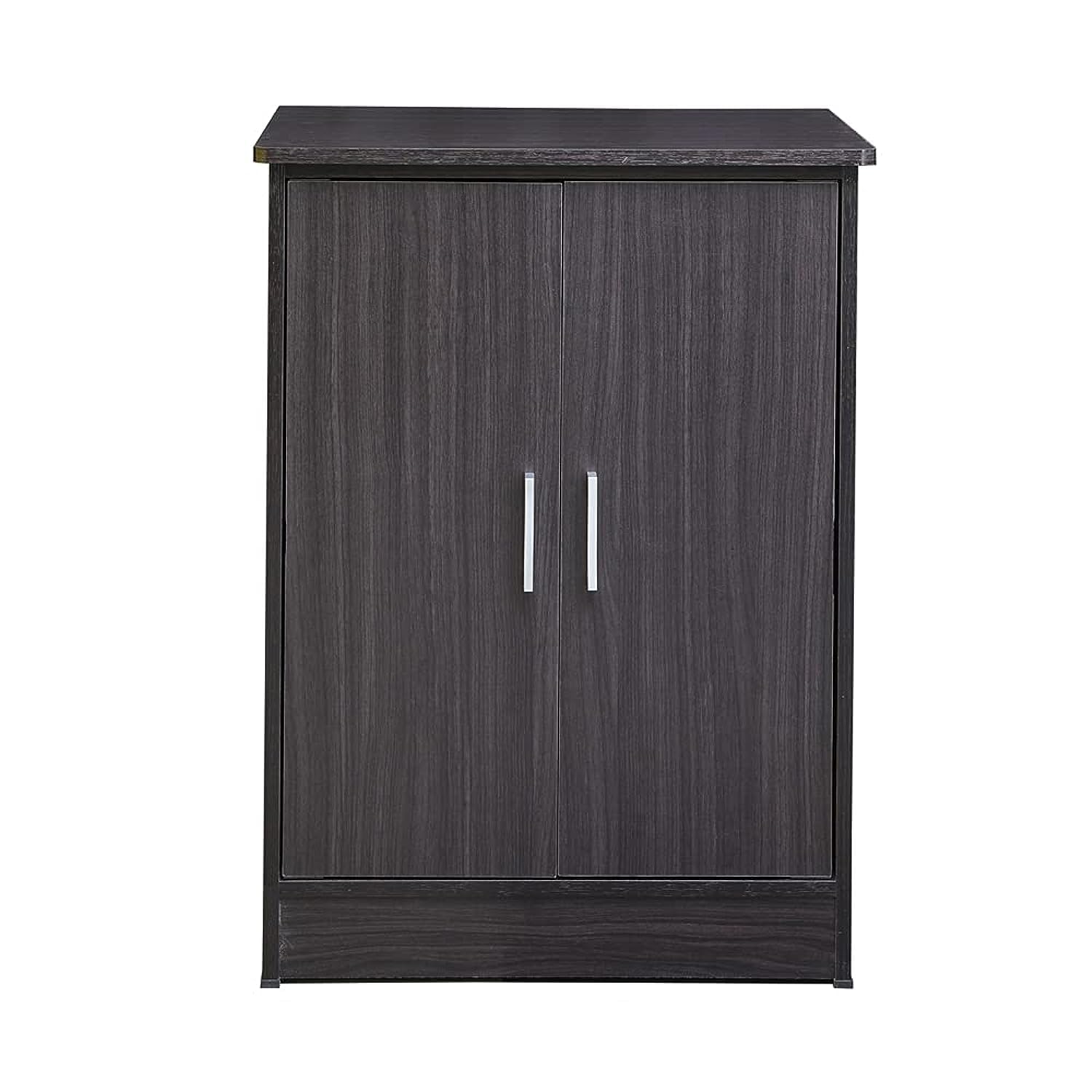 Engineered Wood Shoe Cabinet with 4 Shelves for Entryway, Bathroom, Living Room (Wenge), Black