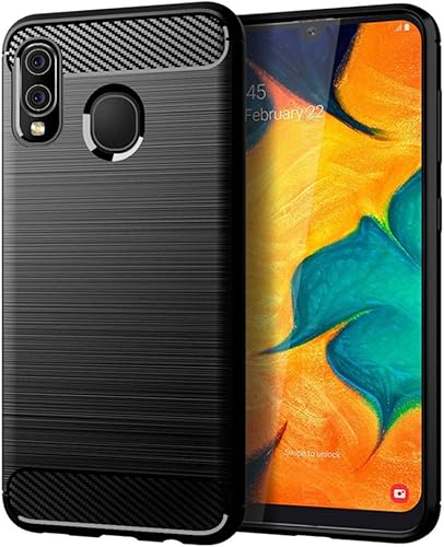 Funda para Samsung Galaxy A20, Galaxy A30, funda suave y delgada de TPU antihuellas, Carcasa de TPU para Samsung Galaxy A20, color negro cepillado