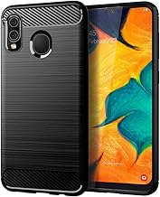 Samsung A20 case,Galaxy A20 Case,Galaxy A30 Case,MAIKEZI Soft TPU Slim Fashion Anti-Fingerprint Non-Slip Protective Phone Case Cover for Samsung Galaxy A20/A30(Black Brushed TPU)