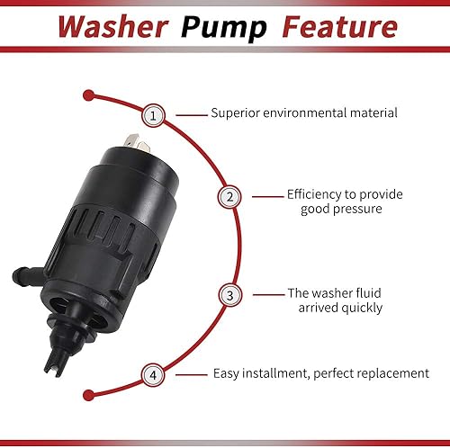 Miniatura 28 de OTUAYAUTO - Bomba de limpiaparabrisas para Jeep, Dodge, Chrysler, Volkswagen, Audi, BMW, Chevrolet, Ford, estilo original de fábrica con ojales