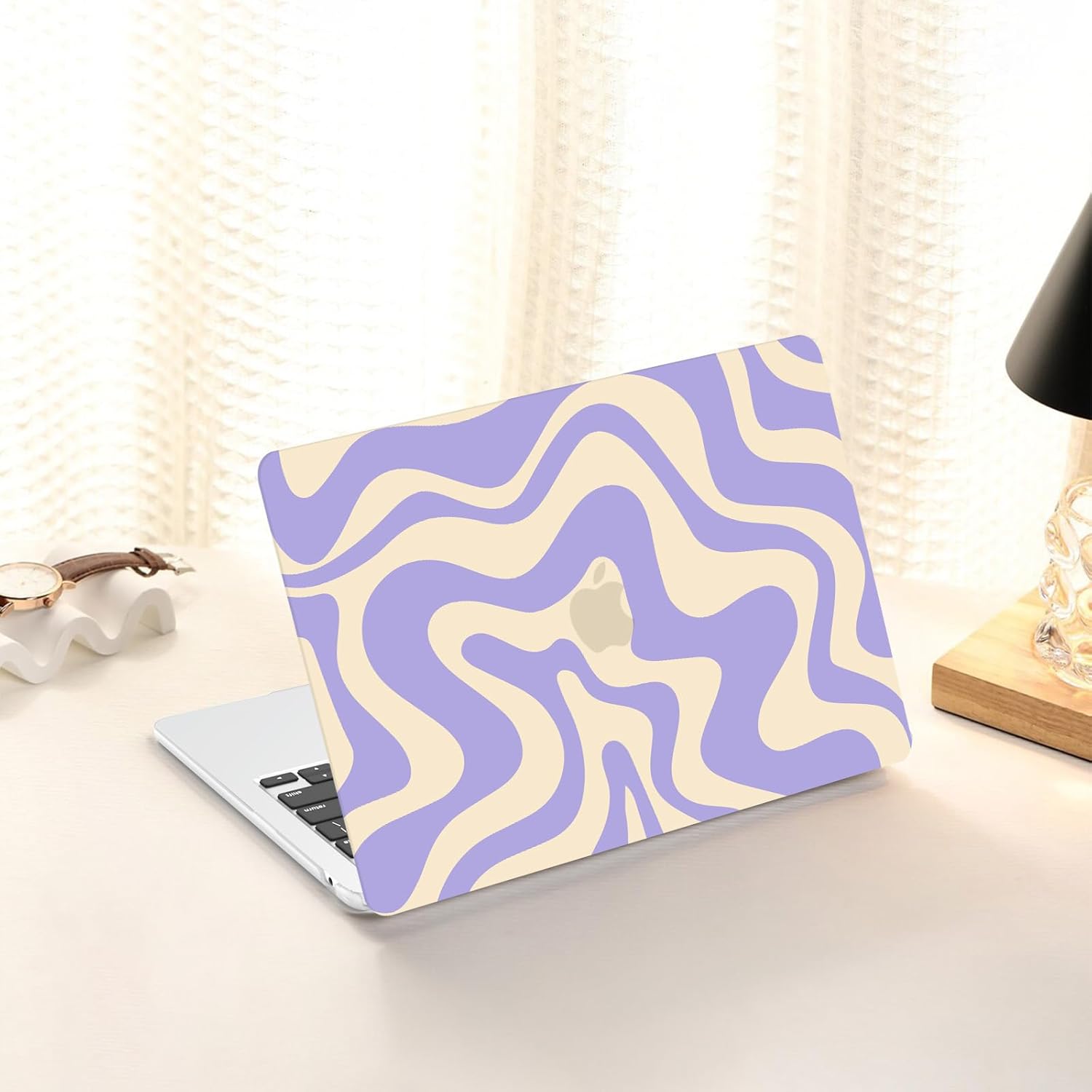 AKIT Compatible with MacBook Air 15 Inch Case 2026 2025 2024 2023 M4 M3 M2 A3241 A3114 A2941, Unique Pattern Hard Shell Laptop Case+Keyboard Cover+Screen Protector for Mac Air 15 Inch, Violet Wave - Image 7