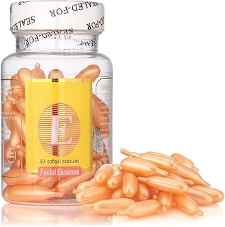 Facial Face Care Oil 60 Soft Gel Capsules Vitamin E Professional Vitamin E Facial Oil Softgel Face Capsules Anti Ageing glow skin for skin glow facial.(Pack of 1)- E1