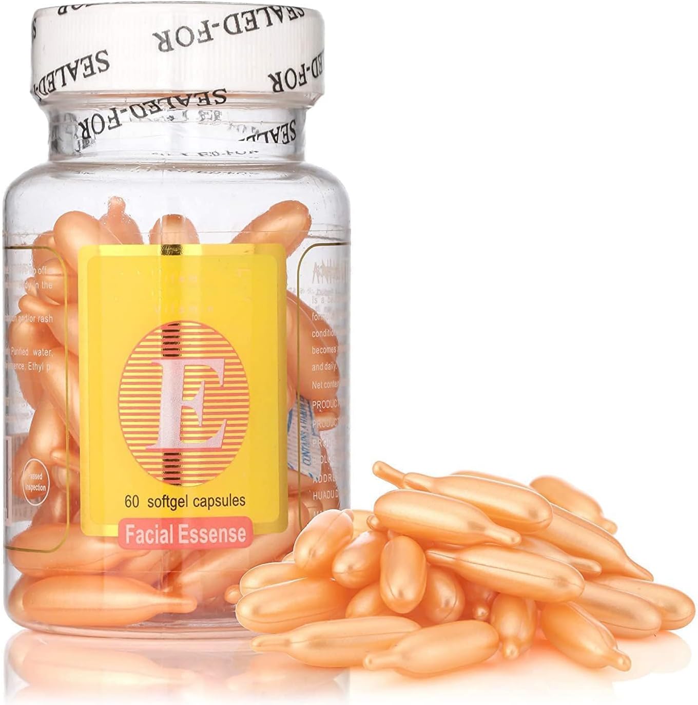 Facial Face Care Oil 60 Soft Gel Capsules Vitamin E Professional Vitamin E Facial Oil Softgel Face Capsules Anti Ageing glow skin for skin glow facial.(Pack of 1)- E1