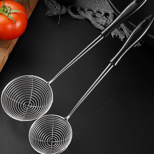Miniatura 9 de Hemoton Colador de araña de acero inoxidable, 4 unidades, cuchara espumadora, colador de olla caliente, cuchara para pasta de fideos, cuchara para