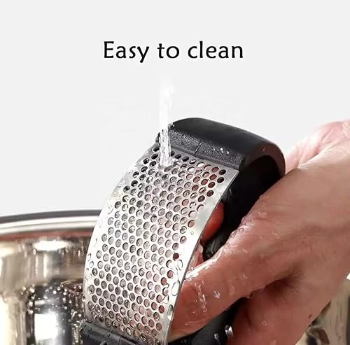 Miniatura 4 de CHEFSILS Prensa de ajo de acero inoxidable - Picadora de ajo - Trituradora de ajo - Picadora de ajo - Con pelador de ajo de silicona gratis y