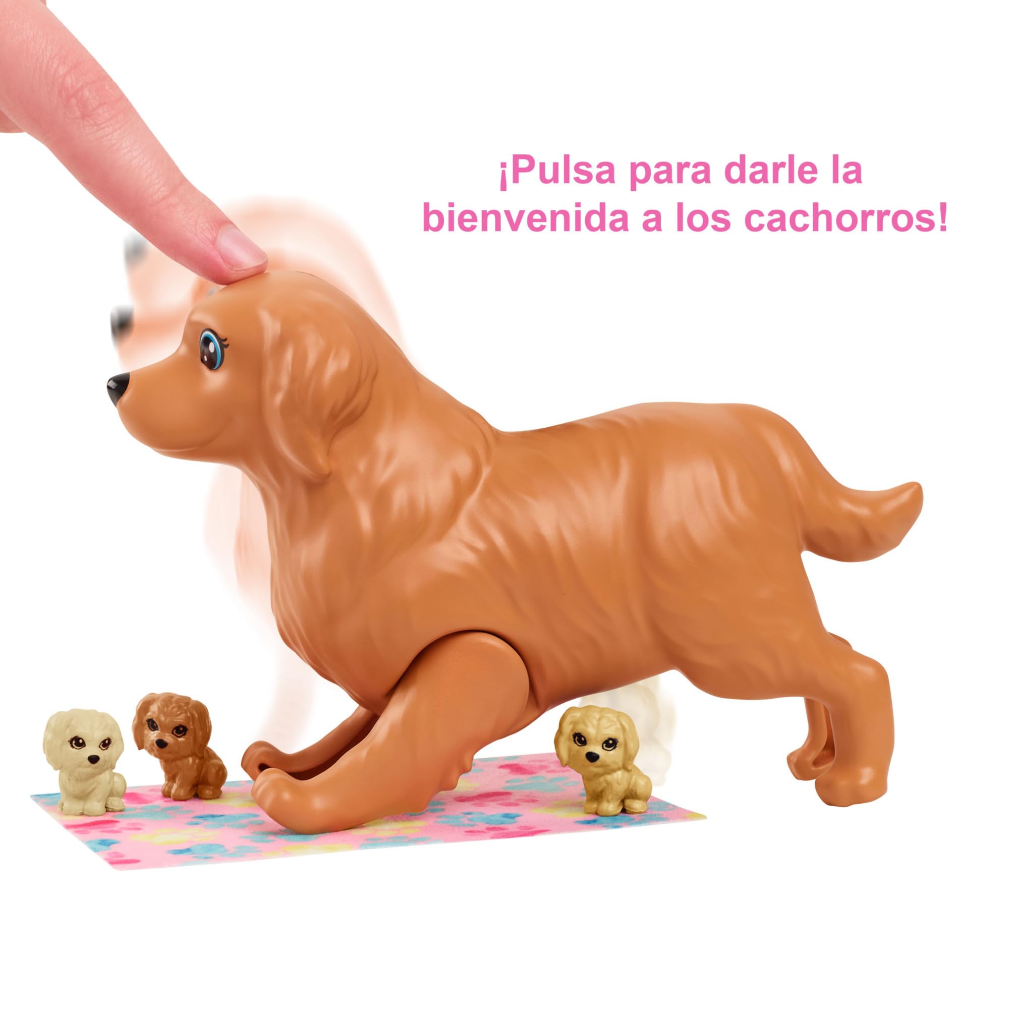 Barbie Perritos recién Nacidos Muñeca Rubia con Perrito y Accesorios de Juguete, Regalo para niñas y niños +3 años (Mattel HCK75)