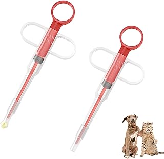 besmonon 2 Pcs Pet Medicine Feeder,Pet Pill Dispenser,Dog Piller Gun Pet Pill Shooter Cat Pill Shooter Tablet Soft Tip Syringe Pet Medical Feeding Dispenser for Pet(Red)