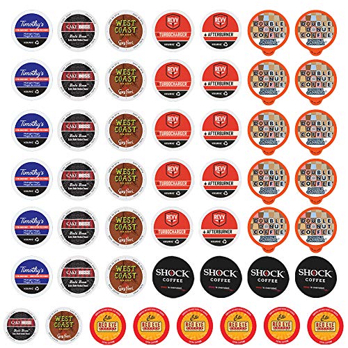 High Caffeine Coffee Pods Variety Pack - Sample The Strongest Coffee From the Top Brands with Our Extra Caffeine Sampler of 50 Coffee Pods Compatible with Keurig K Cup Coffee Makers
