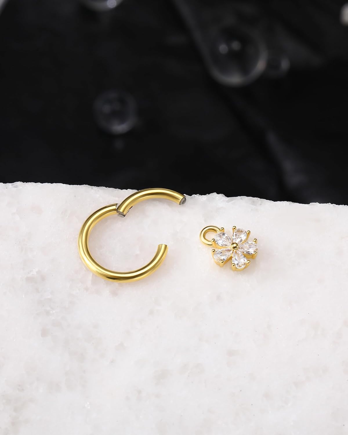 Clicker Belly Button Rings 14G Flower Belly Navel Rings for Women Dangle Belly Button Piercing Surgical Steel - Image 6