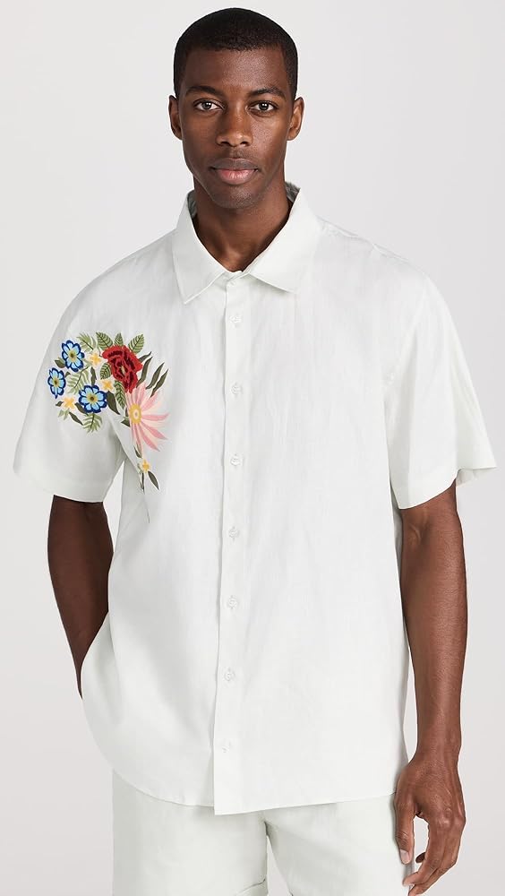 Amazon.com: FANM MON Men's Claude Embroidered Linen Shirt