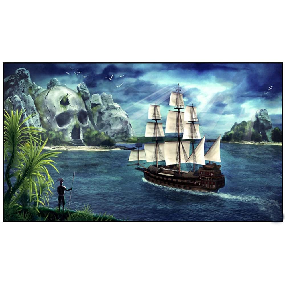 Peinture diamant voilier en mer grand format pour salon broderie toile