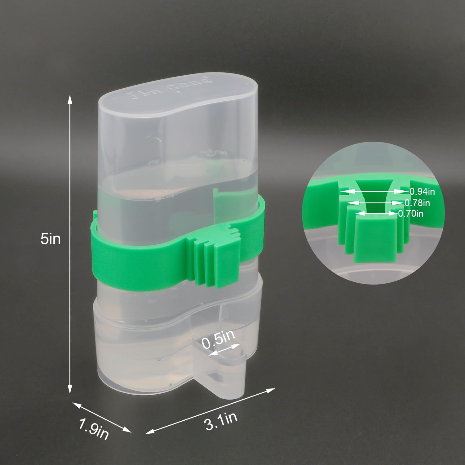 Hypeety Bird Water Feeder Dispenser Automatic Parrot Water Cup Clear Bird Cage Feeder for Finch Parakeet Budgies Small Bird 200ml / 7.05 oz (Green & Pack of 2)