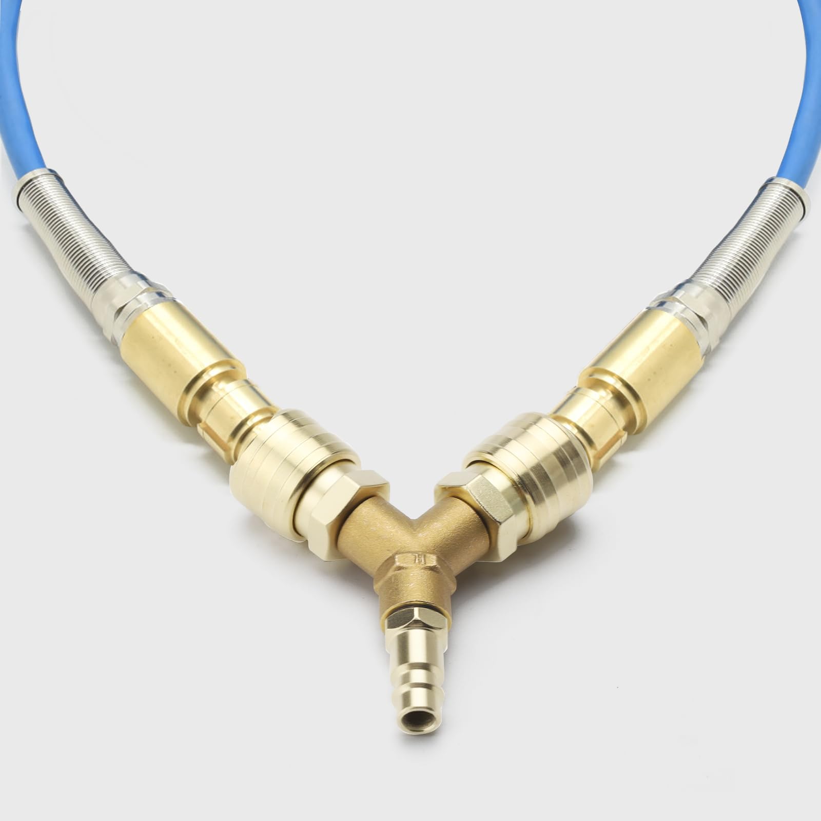 QWORK 2-Fach Messing Druckluftverteiler - 1/4 Zoll Luftschlauch Verteiler Mit Kupplungen