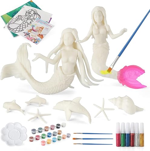 BESTYMXY Kit de pintura de juguetes de sirena, kit de pintura de sirena, juego de arte para niños, juego de arte y manualidades de sirena, juguetes