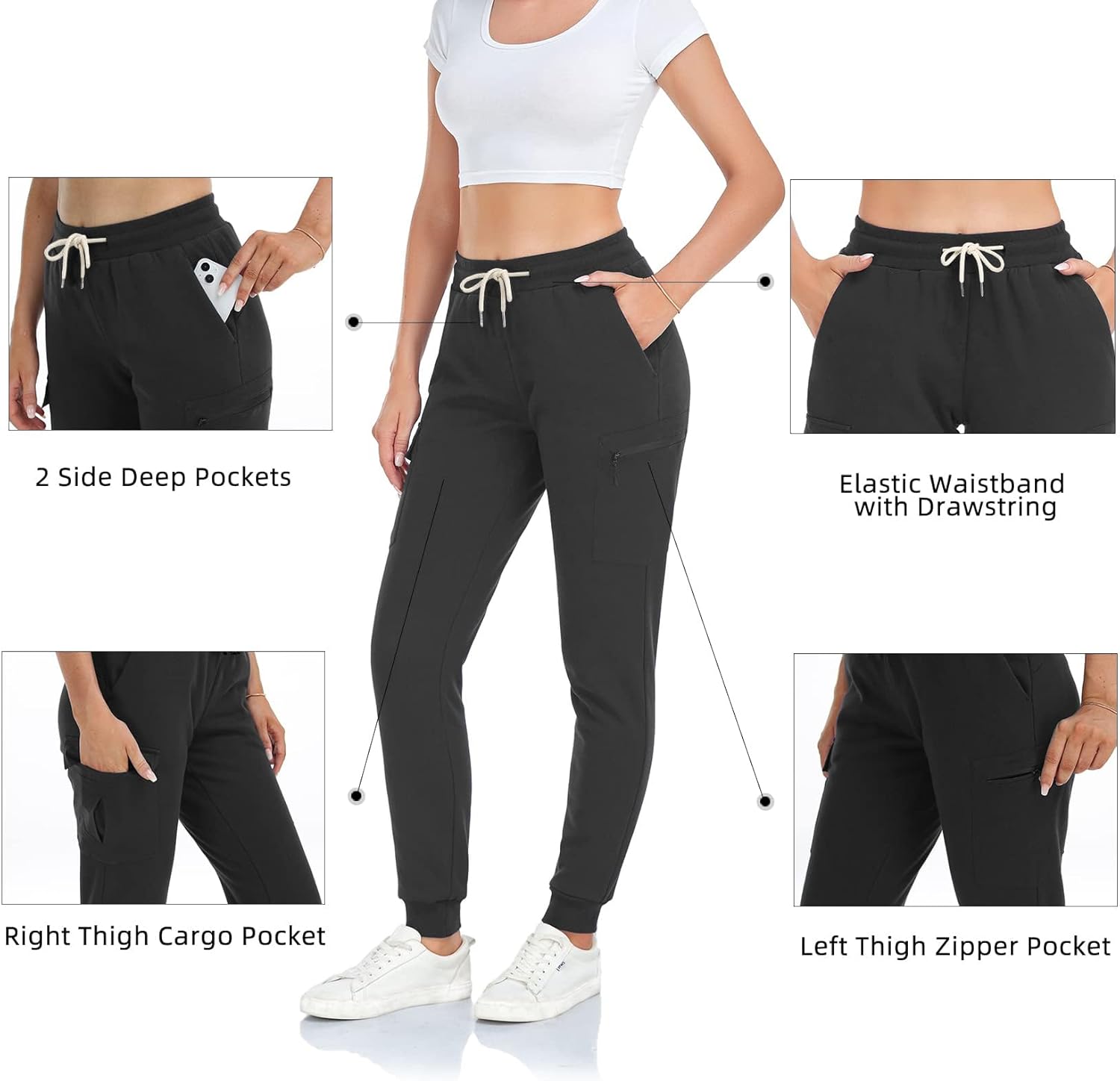 Inno Women's 28" 31" 34" 36" Sherpa Polar Fleece Lined Jogger Pants Warm Sweatpants Thermal Athletic Lounge Petite Tall - Image 3