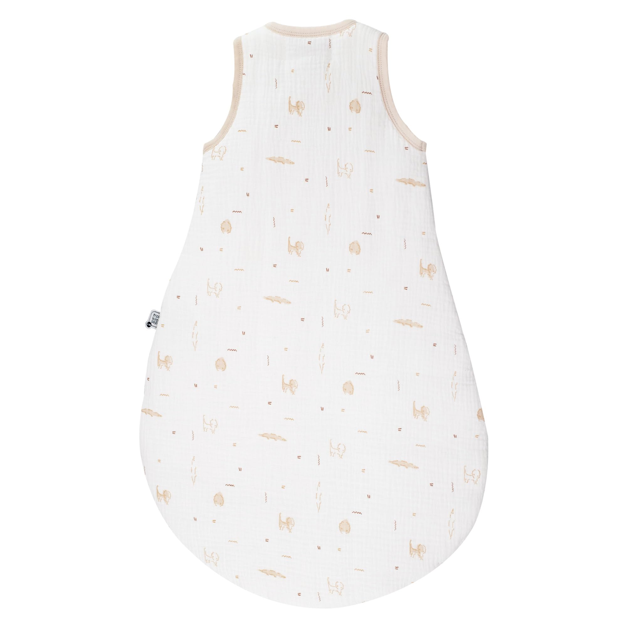 Tres Kilos Sept – Saco de Dormir para bebé Nacimiento, Gasa 100% algodón, diseño Sabana – Blanco – Bordado Arena – Mixto – Apertura con Cremallera